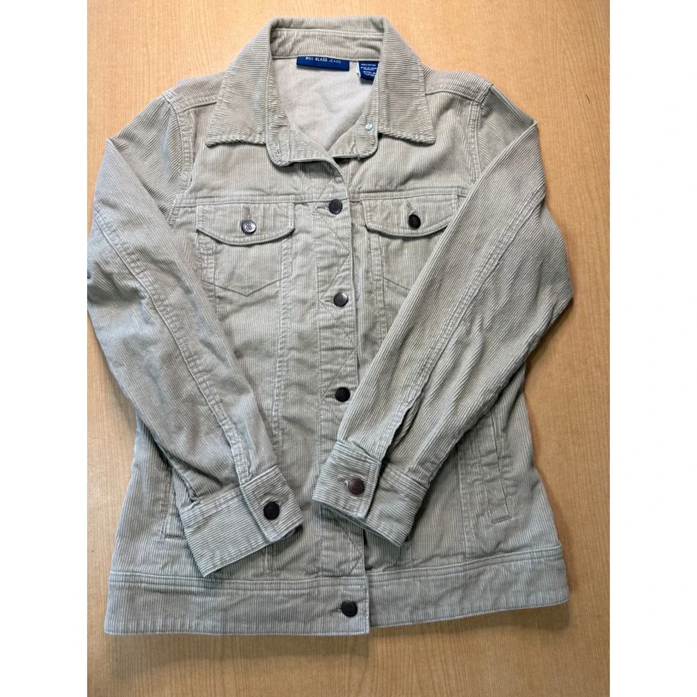 Bill Blass Jeans Tan Corduroy Trucker Jacket Womens Medium Beige Cotton Button
